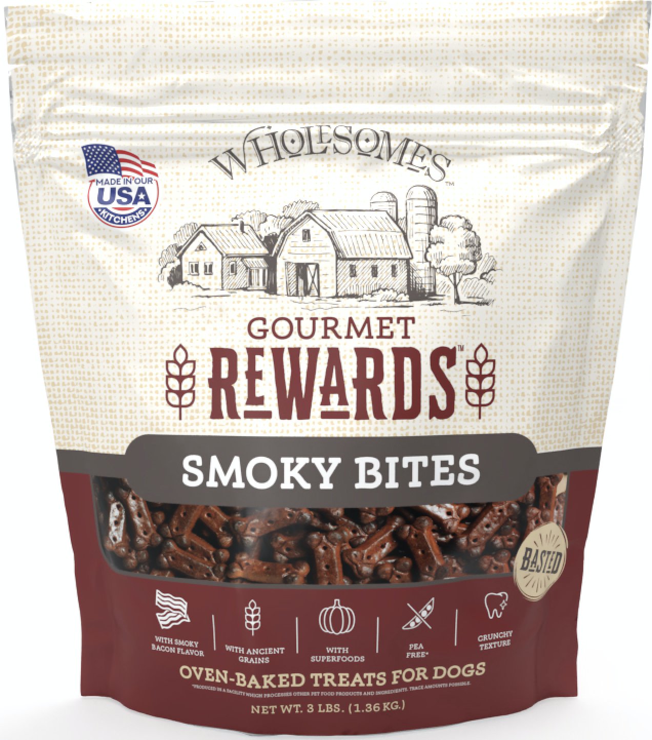 Wholesomes Gourmet Rewards Smoky Bites - Bacon Dog Biscuits 3 lbs