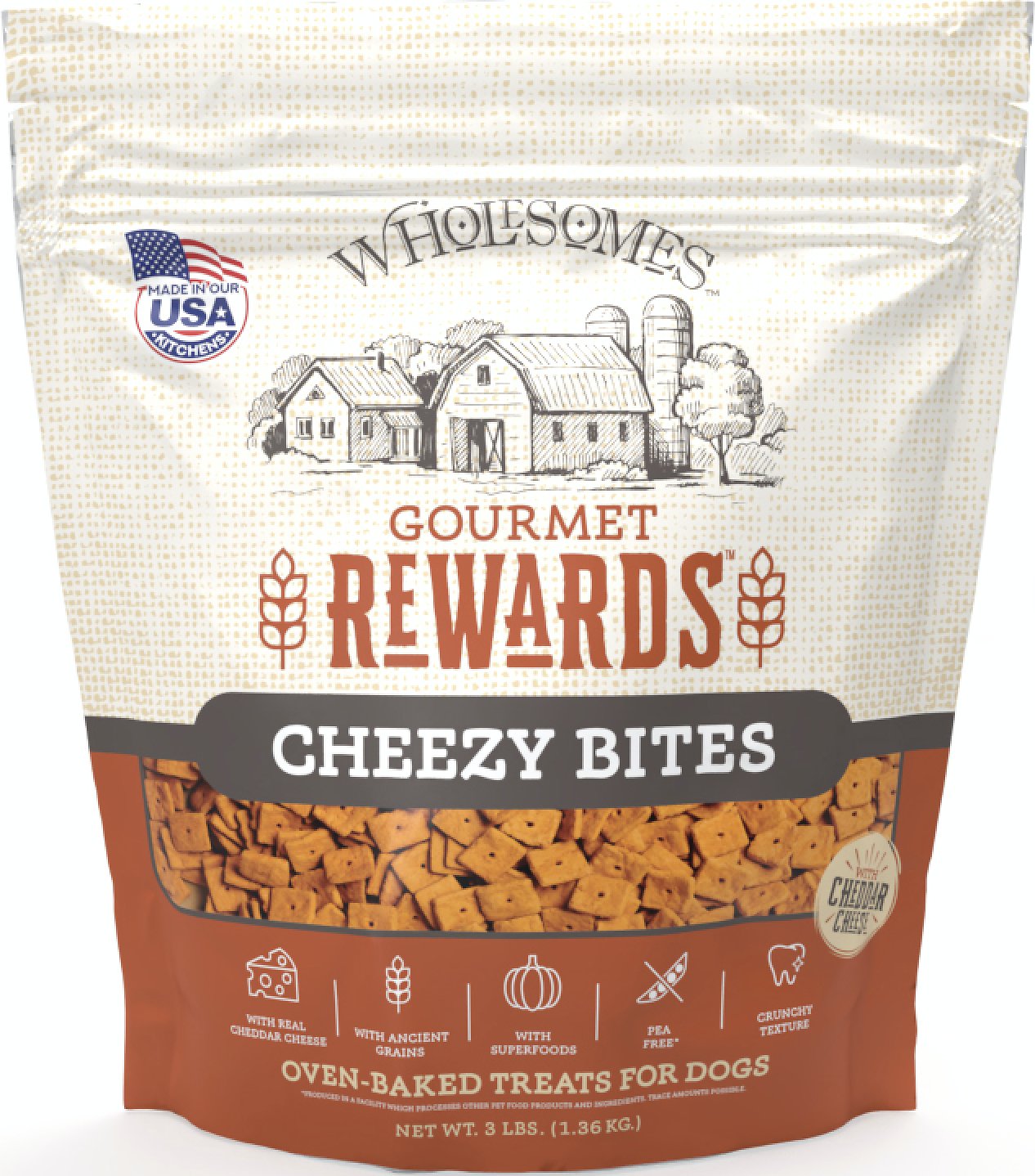 Wholesomes Gourmet Rewards Cheezy Bites - Cheddar Cheese Dog Biscuits 3 lbs