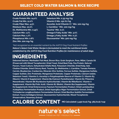 Nature's Select Cold Water Salmon & Rice Recipe, Dry Dog Food for Adults