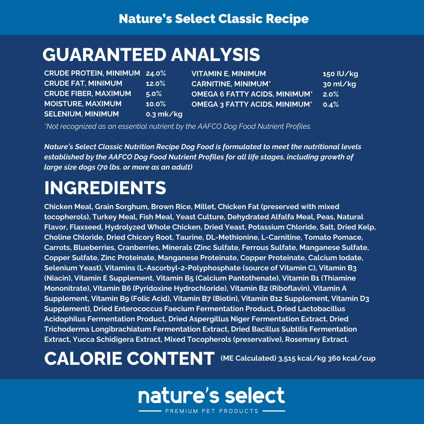 Nature's Select Classic Recipe - Chicken & Rice, Dry Dog Food for All Life Stages