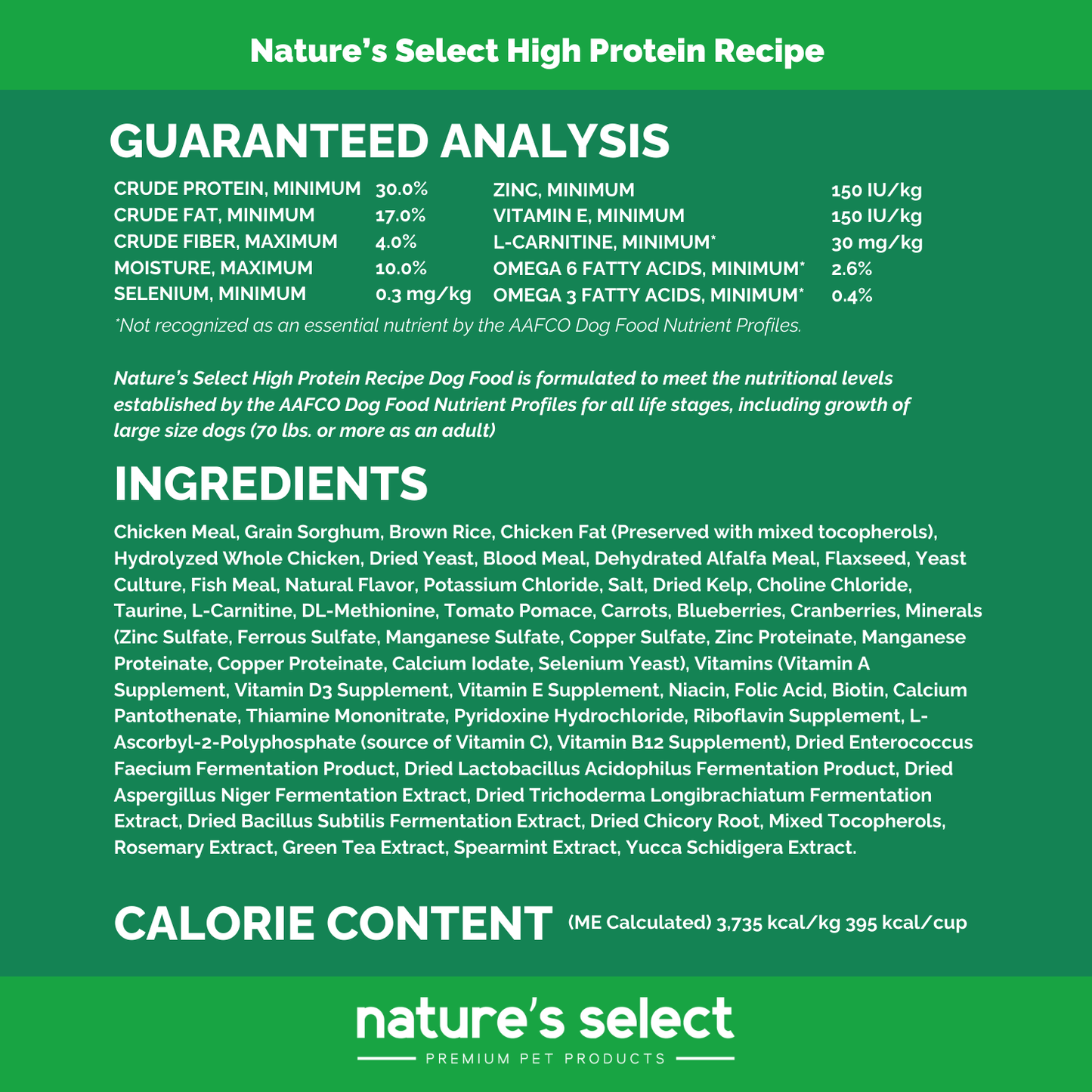 Nature's Select High Protein Recipe - Chicken & Rice, Dry Dog Food for All Life Stages