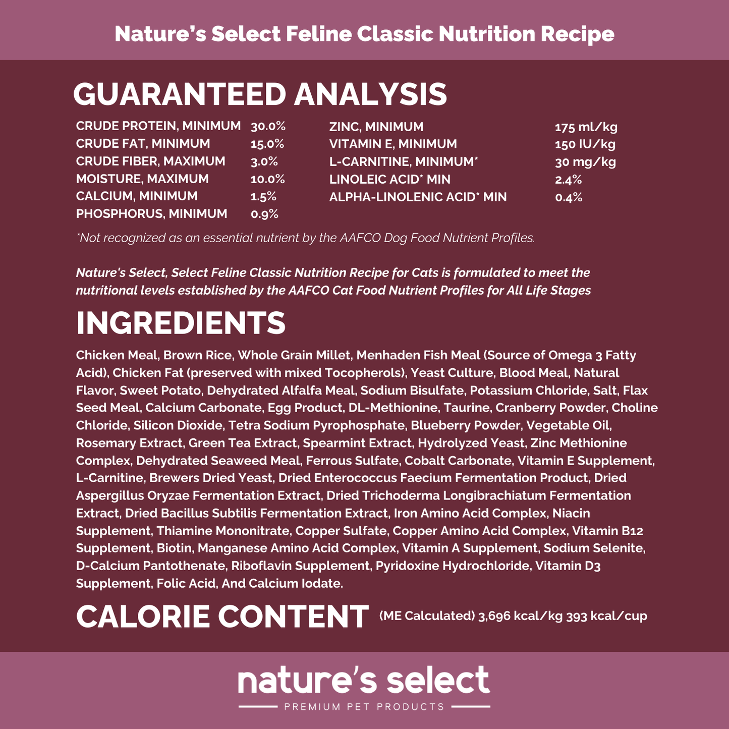 Nature's Select Feline Classic Nutrition Recipe - Dry Cat Food for All Ages