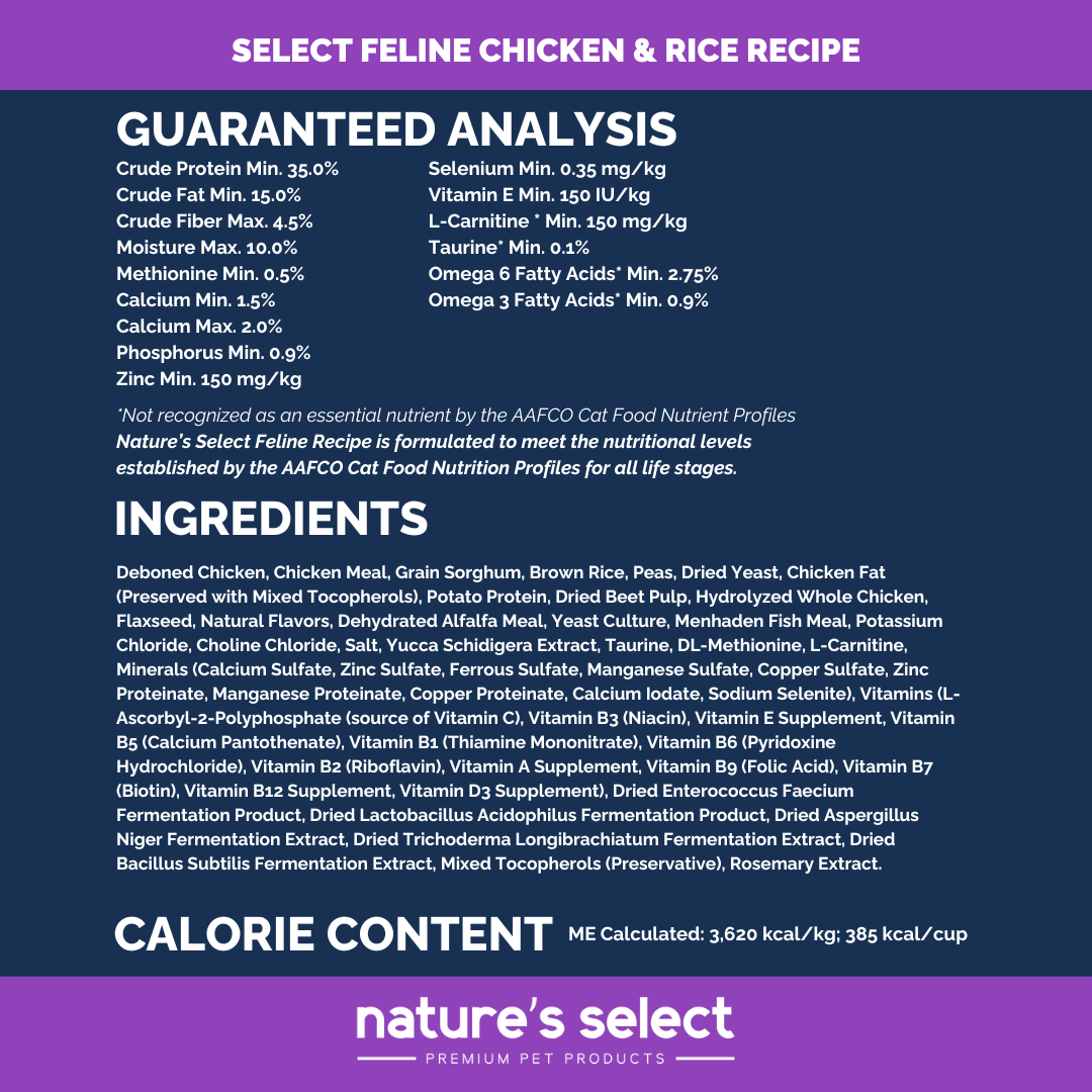Nature's Select Feline Classic Nutrition Recipe Nature's Select Pet Food Nature's Select Feline Classic Nutrition Recipe Nature's Select Pet Food