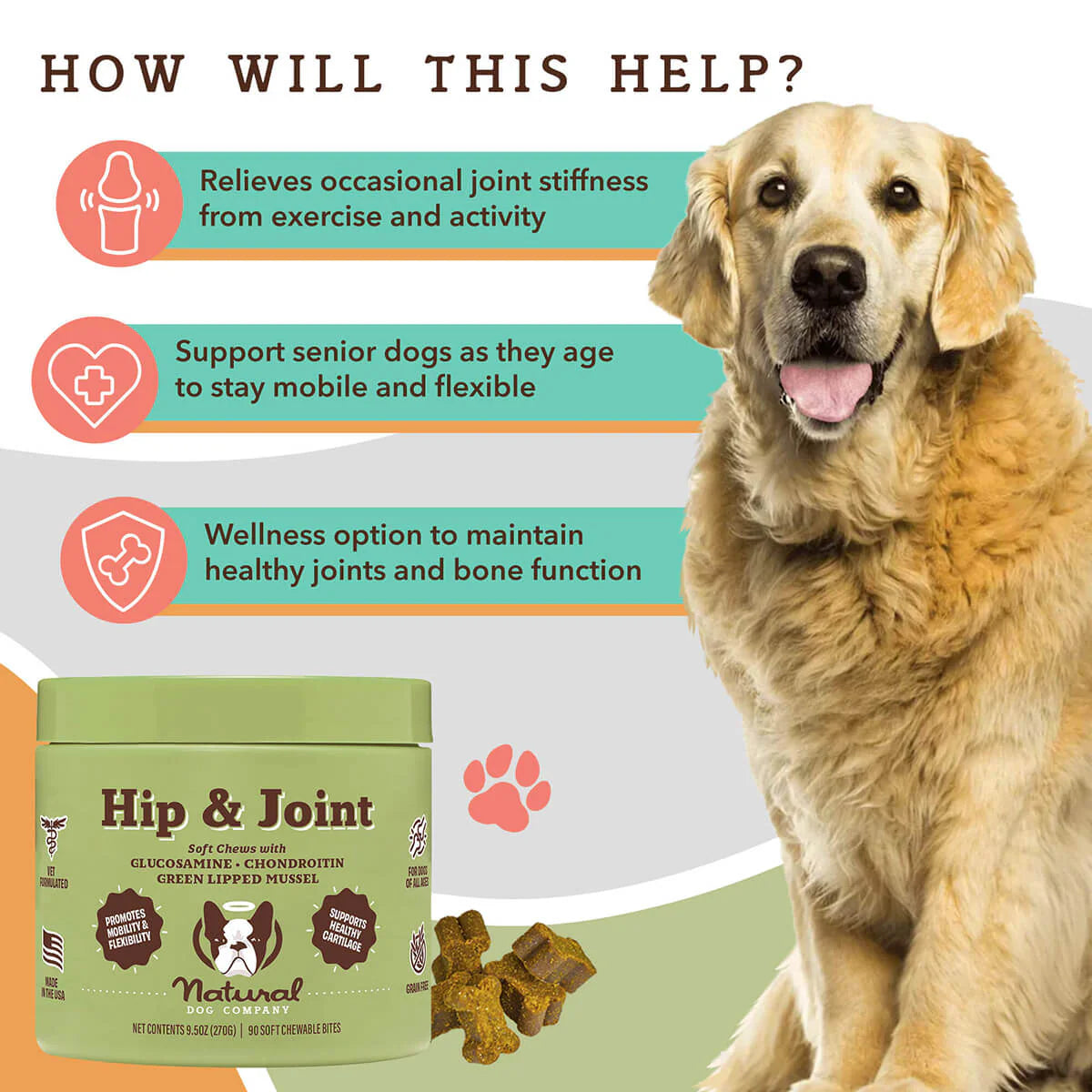 Hip & Joint Supplement for Dogs (90 chews)