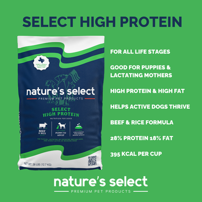 Nature's Select High Protein Recipe - Beef & Rice, Dry Dog Food for All Life Stages