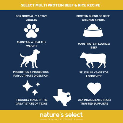 Nature's Select Multi Protein Beef & Rice Recipe, Dry Dog Food for Adults