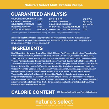 Nature's Select Multi Protein Recipe - Beef, Chicken & Pork, Dry Dog Food for All Life Stages