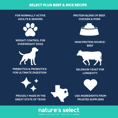 Nature's Select Plus - Beef & Rice Recipe, Dry Dog Food for Adults