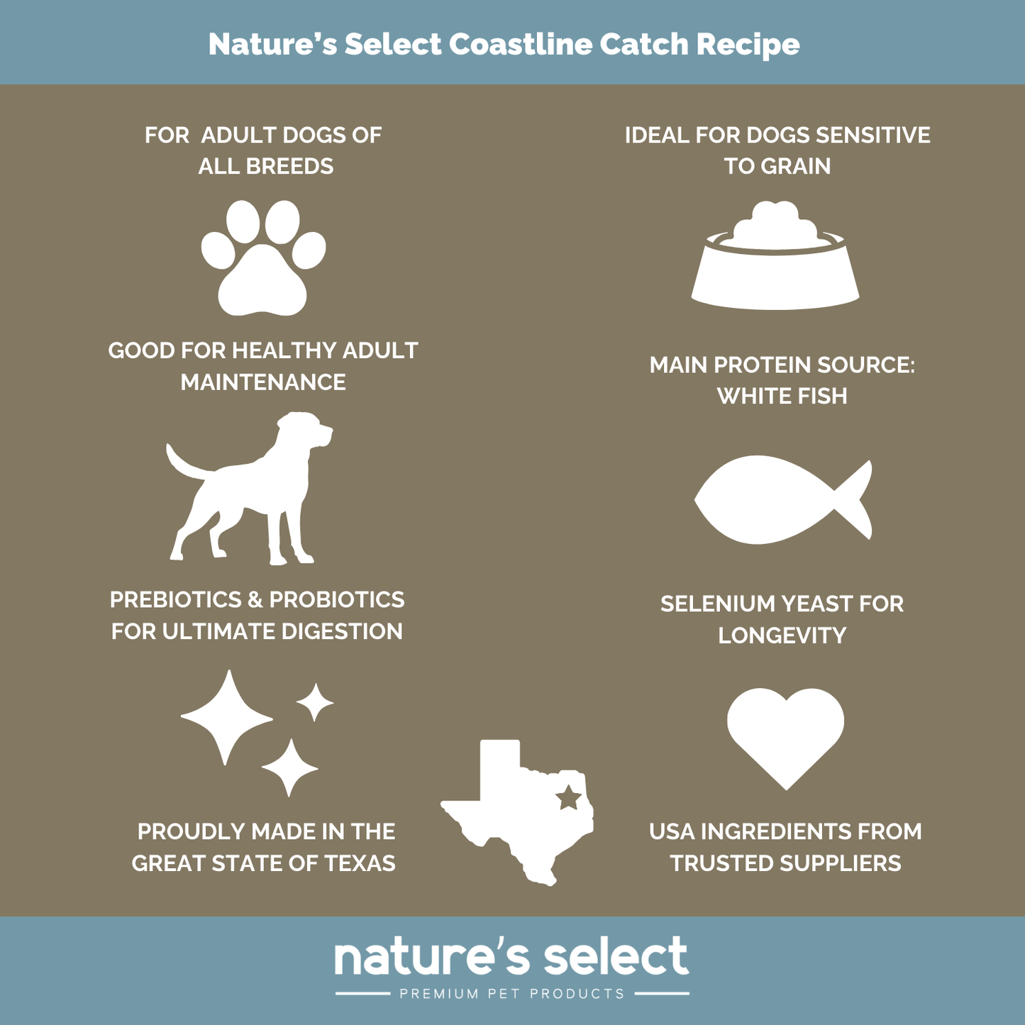 Nature's Select Coastline Catch Recipe - Grain Free Fish, Dry Dog Food for Adults