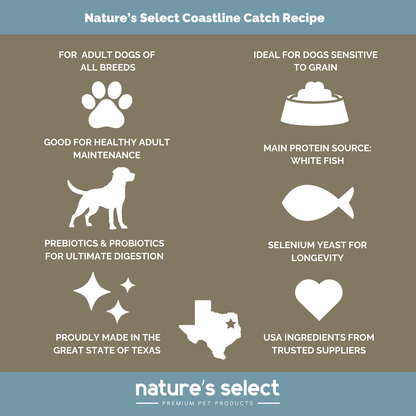 Nature's Select Coastline Catch Recipe - Grain Free Fish, Dry Dog Food for Adults