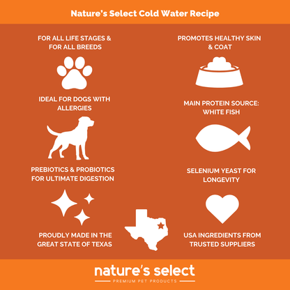 Nature's Select Cold Water Recipe - White Fish & Sweet Potato, Dry Dog Food for All Life Stages