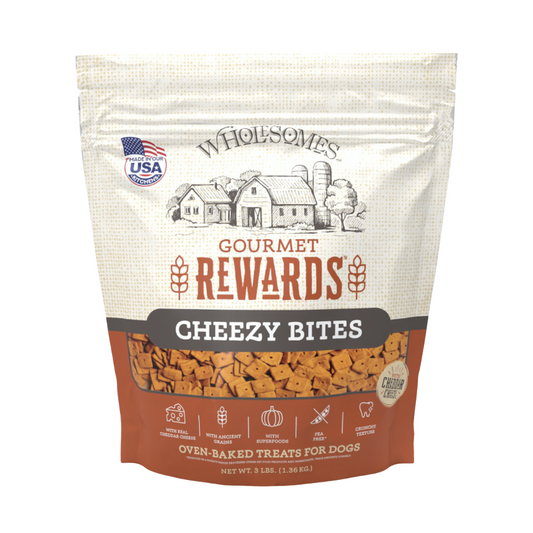 Wholesomes Gourmet Rewards Cheezy Bites - Cheddar Cheese Dog Biscuits 3 lbs