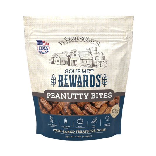 Wholesomes Gourmet Rewards Peanutty Bites - Roasted Peanut Dog Biscuits 3 lbs