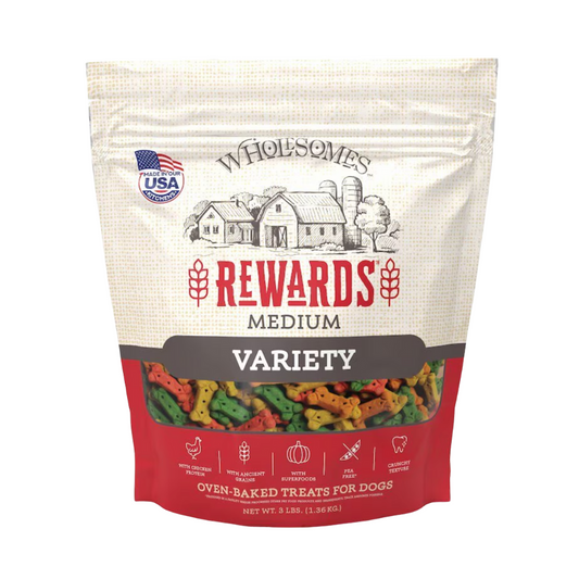 Wholesomes Rewards Medium Variety - Chicken Dog Biscuits 3 lbs